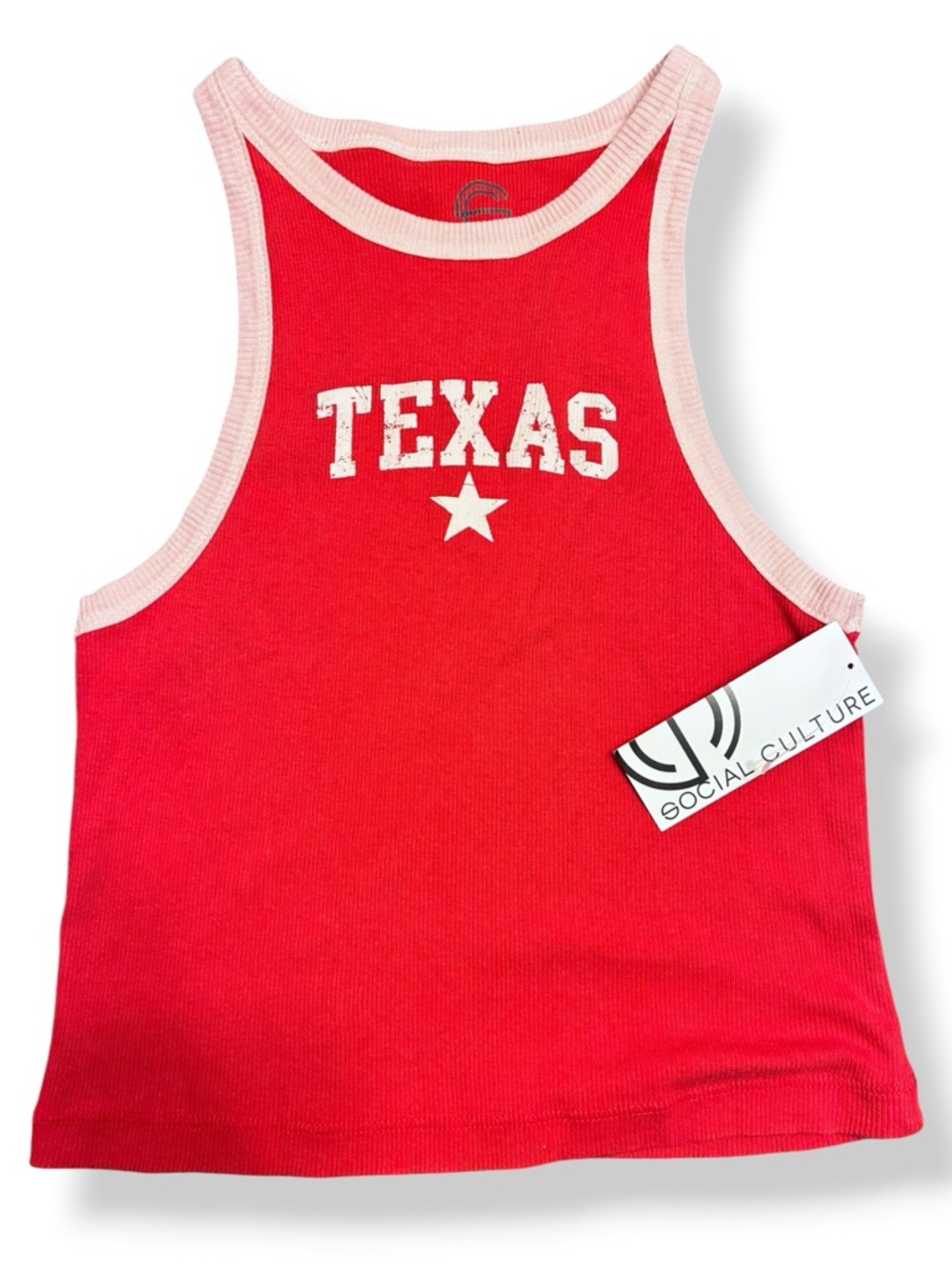 ❤️ Social Culture Texas Ribbed Tank Top Baby Tee Style Juniors L